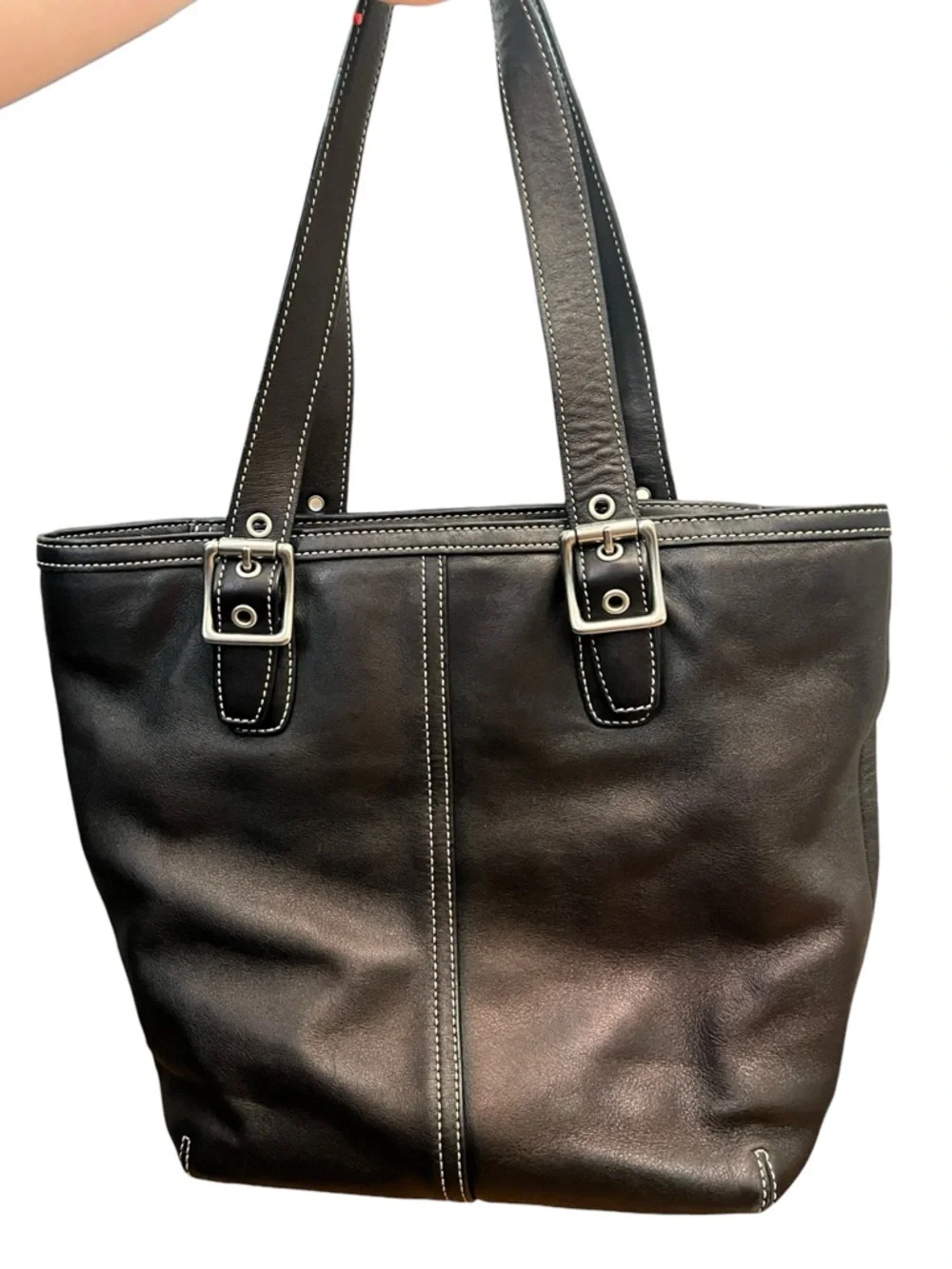 Coach Hamptons Bronze Metallic Leather Tote Vintage Y2K Stitch Shoulder Bag